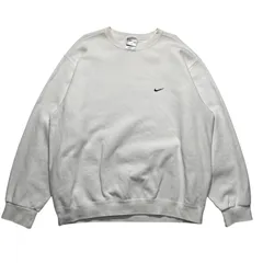 90's ナイキ USA製 白タグ スウェット トレーナー L 白 ワンポイント 刺繍スウッシュロゴ クルーネック ビンテージ シンプル アメカジ