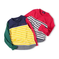 moujonjon ボーダー切替長袖Tシャツ　m54806