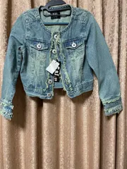 レディース　デニム　ジャケット　　ダメージ加工　　インディゴ