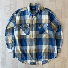 Aqua Blues Vintage 青 チェック柄 シャツ