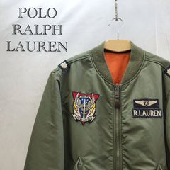 POLO RALPH RAULEN ポロ ラルフローレン MA-1 ミリタリージャケット フライトジャケット リバーシブル カーキ Ｍサイズ 古着 メンズ