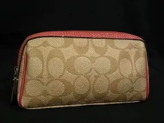 COACH コーチ シグネチャー PVC マルチポーチ マルチケース 小物入れ メイクポーチ レディース ブラウン系×ピンク系 DF6738