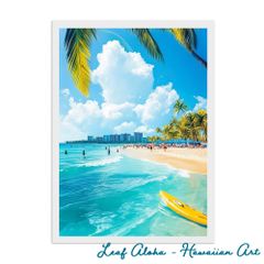 ハワイアンアート 額付き A4｜ワイキキの輝き No.32 Leaf Aloha