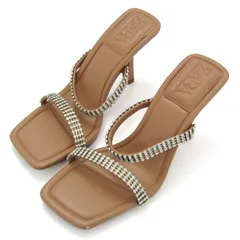 ザラ サンダル ラインストーン ハイヒール ミュール 靴 レディース 37サイズ シルバー/ベージュ ZARA 【中古】