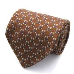 ヴァレンチノ ブランド ネクタイ 小紋柄 格子柄 ダイヤ柄 シルク イタリア製 PO メンズ ブラウン Valentino 【中古】