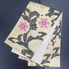 ♦振袖用袋帯♦　帯　黒　金　成人式　六通　正絹 OB-030