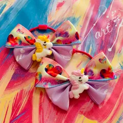 58 リボン　スイーツ　アイドル　ユニコーン　ハート　ヘアアクセサリー　ヘアゴム　女の子　キッズ　子供　おしゃれ　誕生日　プレゼント　クリスマス　保育園　幼稚園　小学生