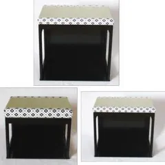 【茶器/茶道具　椅子/座椅子】　茶事座椅子　黒掻合塗り　大・中・小3個セット　（柿合わせ・柿合せ・柿合・掻き合せ・掻き合わせ・掻合わせ・掻合せ）