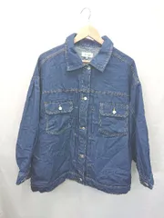 ◇ ⊇ forksy. フォルクシー オーバーサイズ 長袖 デニム ジャケット Gジャン サイズF ネイビー系 レディース E  【1507160009618】