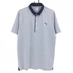 ★SALE価格★【超美品】プーマ 半袖ポロシャツ 杢ネイビー ダイヤ柄織生地  メンズ XXL  ゴルフウェア 大きいサイズ  PUMA