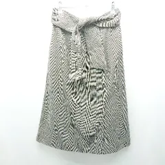 ◇ BEAMS HEART チェック柄 ウエスト紐 バックファスナー ひざ丈 タイト スカート サイズM グレー レディース E  【1308160034774】