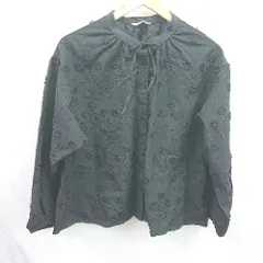 ◇ ⊂ SM2 サマンサ モスモス 花柄 刺繍 ノーカラ 長袖 ブラウス サイズフリー ブラック系 レディース E  【1507080010299】