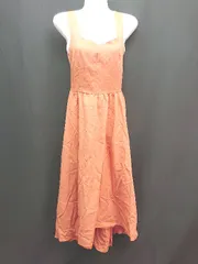 ◇ SPIRALGIRL バックウエストゴム サイドファスナー 背中開き ロング ワンピース サイズF オレンジ レディース E  【1308160043141】