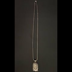 JESUS ブラックストーンペンダントヘッド付き フランクリンチェーンネックレスセット ブラック