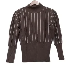 MARNI(マルニ) 長袖セーター サイズ38 S レディース美品  - カーキ×白 ハイネック/ストライプ