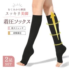 むくみ取り着圧ソックス 2足セットS/Mサイズ　弾性ストッキング むくみ解消 美脚 高ストレッチ 血行不良改善 夜用 つま先なし 保温 女性用 ふくらはぎ むくみ 寝る時 足の疲労解消