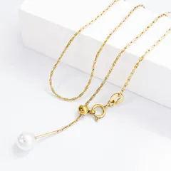 パール付き 華奢 ゴールドチェーンネックレス 47cm【stn08-GD】