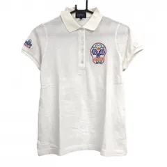 【美品】パーリーゲイツ 半袖ポロシャツ 白×マルチカラー 胸スカル刺しゅう  レディース 0(S) ゴルフウェア PEARLY GATES