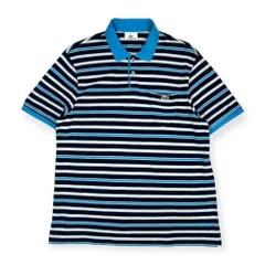 90s LACOSTE ラコステ ボーダー 鹿の子 半袖 ポロシャツ 5/メンズ ファブリカ ビンテージ
