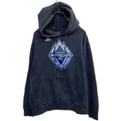 adidas プリントスウェット パーカー L～ ネイビー アディダス 裏起毛 プルオーバー 古着卸 アメリカ仕入 a708-5893