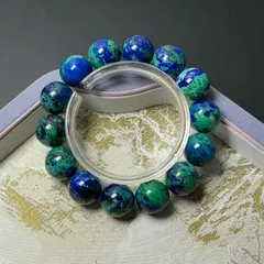 絶賛 EU製 ★アズロマラカイト★共生鉱ブレス パワーストーン アクセサリー 天然石B 綺麗 お守り ギフト 16.4-16.7mm ZZ1328
