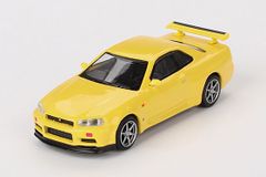 MINI GT 1/64 ニッサン スカイライン GT-R R34 Vスペック ライティングイエロー (右ハンドル) 完成品