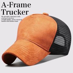 【深め/美シルエット】メッシュキャップ キャップ 帽子 メンズ レディース スエード風 野球帽 A-Frame Trucker 7986674 (G)