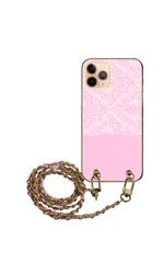 OPPO A5 5G ショルダー オッポ A5 5G スマホケース ハードケース ダマスク柄 大人 可愛い オシャレ グリーン レッド ホワイト ストラップ チェーン付属 100cm カラー03