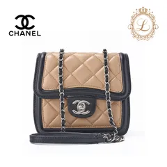 CHANEL シャネル ミニマトラッセ ターンロック チェーンショルダー ラムスキン ベージュ×黒（ゴールド金具）ショルダーバッグ ミニショルダーバッグ レディースバッグ レディースバッグ ハイブランド【中古】【送料無料】