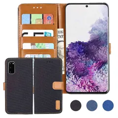 【人気商品】手帳型 カバー カード収納 ケース 5g ギャラクシーs20 サイドマグネット サムスン ドコモsc51a スタンド機能付き (ブラック) 手帳ケース スマホケース デニム材料 Samsung 対応 財布型 SCG01 au 耐衝撃 / / 耐摩擦