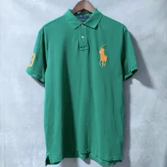 POLO RALPH LAUREN ポロラルフローレン コットン 鹿の子 ビッグポニー 刺繍 3 ワッペン 半袖 ポロシャツ size.L グリーン