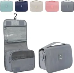 fogman トラベルポーチ トイレタリーバッグ 大容量 フック付き 洗面用具入れ 化粧ポーチ(グレー)