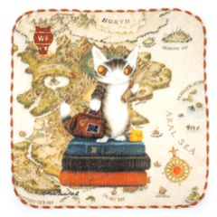 【新品】 アート刺繍ミニタオル旅するＢＡＢＹ 941645 わちふぃーるど 猫のダヤン レディースハンカチ タオルハンカチ 240 x 240