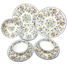 セール　未使用　MINTON　ミントン　ハドンホールブルー　食器セット　カップ＆ソーサー　サラダボウル　Sサイズ　20cmプレート　各2点　計6点セット　英国製　廃盤品　aq9196