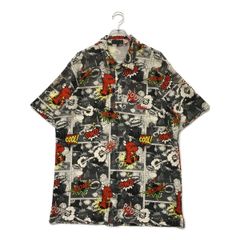 中古 メンズ ダンスウィズドラゴン DANCE WITH DRAGON 半袖ポロシャツ 5(3L) グレー系 チビドラ アメコミ 総柄