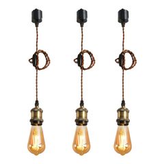【新着商品】LVWIT ペンダントライト E26口金 LED電球付き エジソン電球 電球ソケット 照明器具 配線ダクトレール用 天井照明 吊り下げ コード付き 100cm調節可能 PSE認証済 3灯セット