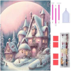 【特価商品】ダイヤモンド塗装 手作り絵画手芸キット DIY 全面貼り付けタイプ 5Dモザイクアート ダイアモンドビーズ絵画キット 芸術品 ピンクの城 キット 家用装飾 ダイヤモンドアート ダイヤモンドアート 30x40cm Rinimie