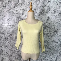 APUWEISER-RICHE　アプワイザーリッシェ　ニット　セーター　<!-利用不可文字-!>Xネック　長袖　無地　薄手　春　秋【size 2】　イエロー　黄　ライトグリーン　黄緑