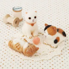 白ねこ・三毛猫・茶トラ猫の赤ちゃん 手作りキット フェルト手芸