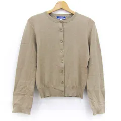 バーバリーブルーレーベル カーディガン 長袖 クルーネック トップス ノバチェック レディース 38サイズ ベージュ BURBERRY BLUE LABEL