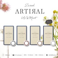 (正規取扱SHOP)カラコン アーティラル ツーウィーク UVM 1箱6枚  ARTIRAL 2week UVM 2週間交換 UV Moist ナチュラル ワントーン 度なし ±0.00