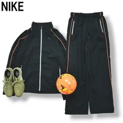 ナイキ NIKE ウィンド ウェア セットアップ 上下 ジャケット パンツ 裏地 メッシュ スウッシュ ロゴ M ブラック x オレンジ スポーツ カジュアル ウェア メンズ