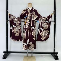 二尺袖 単品 卒業式着物 紫 NICOLE 裄68cm Lサイズ  袴用着物 化繊 中古 4541