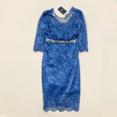 ★ 未使用 タグ付き ROBE de FLEURS Glossy ローブドフルールグロッシー ワンピース ミニドレス GL1363 ブルー M レディース 0.4kg
