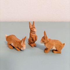ウサギ　ヨーロッパ　ドイツ　置物　インテリア　工芸品　美術品　A3107 ハギングラビットミディアム デコフィギア - オブジェ・置物の