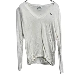 LACOSTE コットンニット セーター ラコステ XS ホワイト レディース Vネック 古着卸 アメリカ仕入 a701-7514