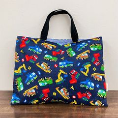 レッスンバッグ 通園バッグ 図書バッグ 絵本袋 はたらく車イラスト ハンドメイド B148