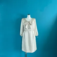 1395 マッキントッシュフィロソフィー　38 ボウタイリボン付きドット柄ワンピース 清楚系　綺麗め　大人可愛い