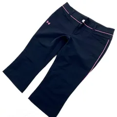アンダーアーマー UNDER ARMOUR ブラック 膝丈 ショートパンツ レディース SMサイズ 黒 ゴルフなどに♪ スポーツに♪■Ja1924
