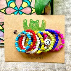 ビーズ リング 8個セット ビビットA ハンドメイド